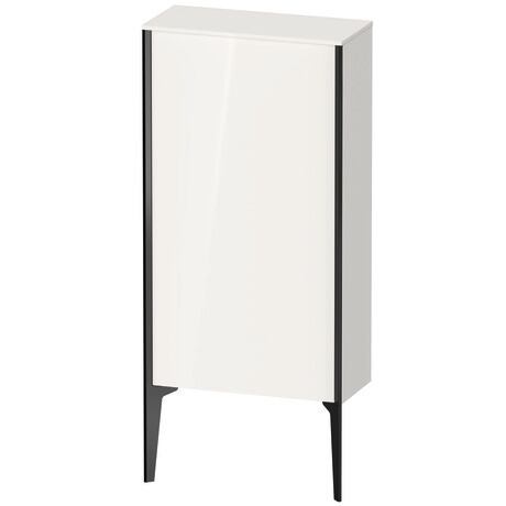 Semi-tall cabinet, XV1306LB285 Hinge position: Left, White High Gloss, Lacquer, Profile colour: Black, Profile: Black