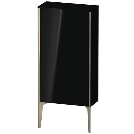 Semi-tall cabinet, XV1306RB140 Hinge position: Right, Black High Gloss, Lacquer, Profile colour: Champagne, Profile: Champagne