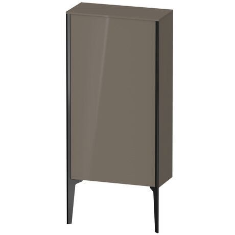 Semi-tall cabinet, XV1306RB289 Hinge position: Right, Flannel Grey High Gloss, Lacquer, Profile colour: Black, Profile: Black