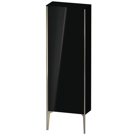 Semi-tall cabinet, XV1316LB140 Hinge position: Left, Black High Gloss, Lacquer, Profile colour: Champagne, Profile: Champagne