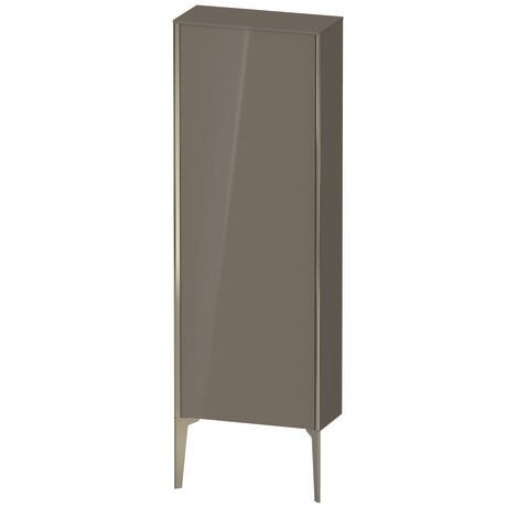 Semi-tall cabinet, XV1316LB189 Hinge position: Left, Flannel Grey High Gloss, Lacquer, Profile colour: Champagne, Profile: Champagne