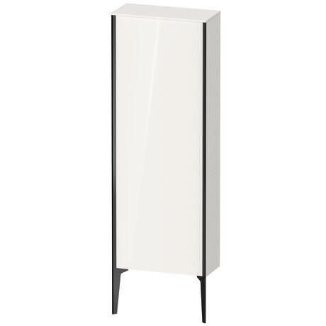 Semi-tall cabinet, XV1316LB222 Hinge position: Left, White High Gloss, Decor, Profile colour: Black, Profile: Black