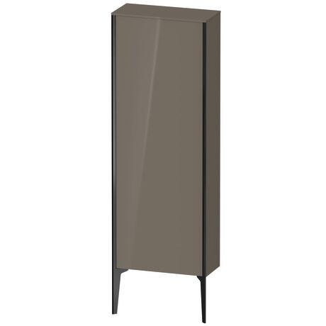Semi-tall cabinet, XV1316LB289 Hinge position: Left, Flannel Grey High Gloss, Lacquer, Profile colour: Black, Profile: Black