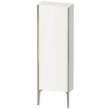 Semi-tall cabinet, XV1316RB122 Hinge position: Right, White High Gloss, Decor, Profile colour: Champagne, Profile: Champagne