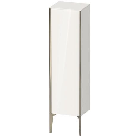 Semi-tall cabinet, XV1325RB122 Hinge position: Right, White High Gloss, Decor, Profile colour: Champagne, Profile: Champagne