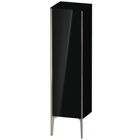 Semi-tall cabinet, XV1325RB140 Hinge position: Right, Black High Gloss, Lacquer, Profile colour: Champagne, Profile: Champagne