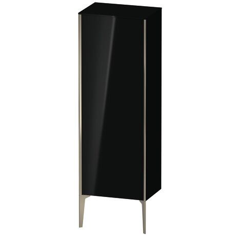 Semi-tall cabinet, XV1326LB140 Hinge position: Left, Black High Gloss, Lacquer, Profile colour: Champagne, Profile: Champagne