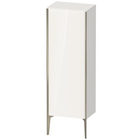 Semi-tall cabinet, XV1326LB185 Hinge position: Left, White High Gloss, Lacquer, Profile colour: Champagne, Profile: Champagne