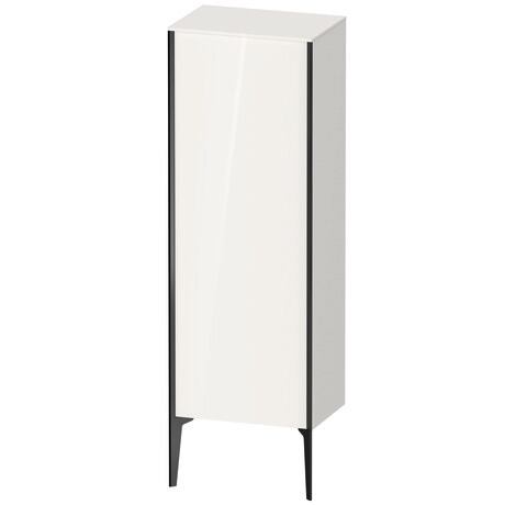 Semi-tall cabinet, XV1326LB222 Hinge position: Left, White High Gloss, Decor, Profile colour: Black, Profile: Black