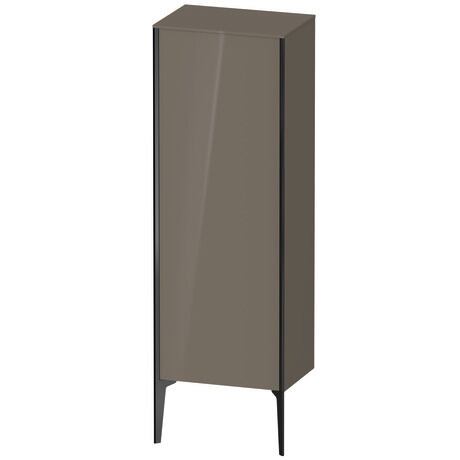 Semi-tall cabinet, XV1326LB289 Hinge position: Left, Flannel Grey High Gloss, Lacquer, Profile colour: Black, Profile: Black