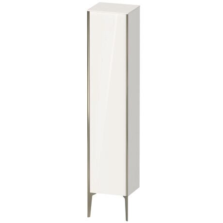 Tall cabinet, XV1335LB185 Hinge position: Left, White High Gloss, Lacquer, Profile colour: Champagne, Profile: Champagne