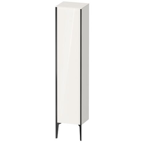 Tall cabinet, XV1335LB222 Hinge position: Left, White High Gloss, Decor, Profile colour: Black, Profile: Black