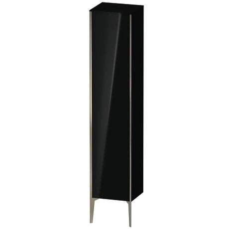 Tall cabinet, XV1335RB140 Hinge position: Right, Black High Gloss, Lacquer, Profile colour: Champagne, Profile: Champagne