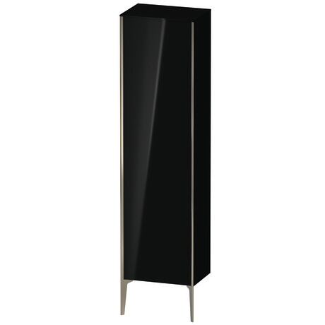 Tall cabinet, XV1336LB140 Hinge position: Left, Black High Gloss, Lacquer, Profile colour: Champagne, Profile: Champagne