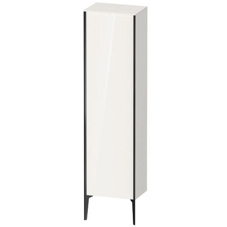 Tall cabinet, XV1336LB222 Hinge position: Left, White High Gloss, Decor, Profile colour: Black, Profile: Black