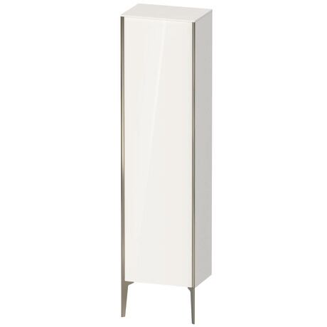 Tall cabinet, XV1336RB185 Hinge position: Right, White High Gloss, Lacquer, Profile colour: Champagne, Profile: Champagne