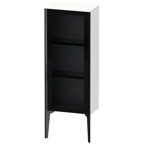 Semi-tall cabinet, XV1360LB218 Hinge position: Left, Front: Parsol grey, Corpus: White Matt, Decor, Profile colour: Black, Profile: Black