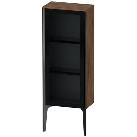 Semi-tall cabinet, XV1360LB221 Hinge position: Left, Front: Parsol grey, Corpus: Walnut dark Matt, Decor, Profile colour: Black, Profile: Black