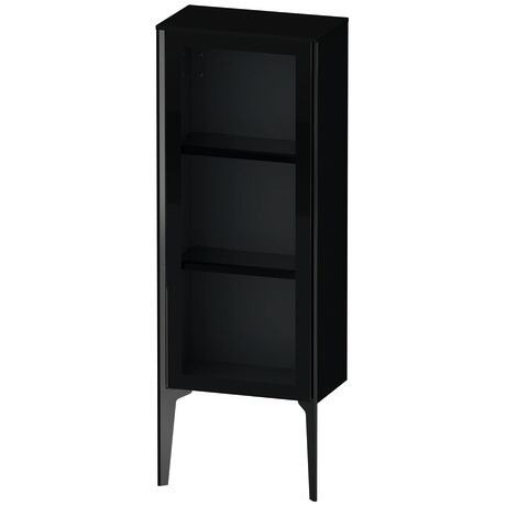 Semi-tall cabinet, XV1360LB240 Hinge position: Left, Front: Parsol grey, Corpus: Black High Gloss, Lacquer, Profile colour: Black, Profile: Black
