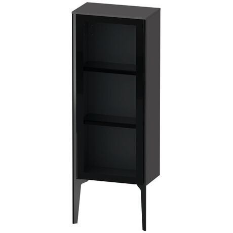 Semi-tall cabinet, XV1360LB249 Hinge position: Left, Front: Parsol grey, Corpus: Graphite Matt, Decor, Profile colour: Black, Profile: Black