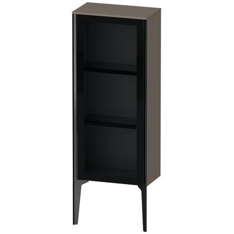 Semi-tall cabinet, XV1360LB289 Hinge position: Left, Front: Parsol grey, Corpus: Flannel Grey High Gloss, Lacquer, Profile colour: Black, Profile: Black
