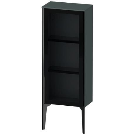 Semi-tall cabinet, XV1360RB238 Hinge position: Right, Front: Parsol grey, Corpus: Dolomite Gray High Gloss, Lacquer, Profile colour: Black, Profile: Black