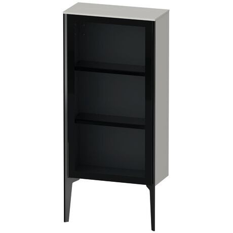 Semi-tall cabinet, XV1361LB207 Hinge position: Left, Front: Parsol grey, Corpus: Concrete grey Matt, Decor, Profile colour: Black, Profile: Black