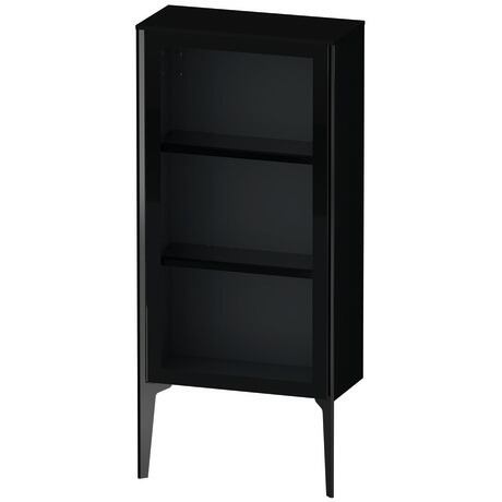 Semi-tall cabinet, XV1361LB240 Hinge position: Left, Front: Parsol grey, Corpus: Black High Gloss, Lacquer, Profile colour: Black, Profile: Black
