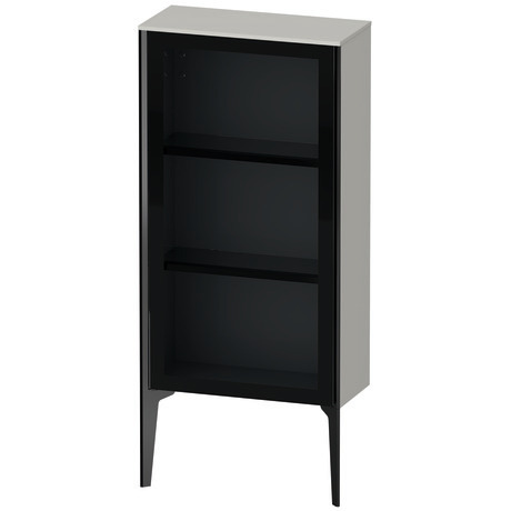 Semi-tall cabinet, XV1361RB207 Hinge position: Right, Front: Parsol grey, Corpus: Concrete grey Matt, Decor, Profile colour: Black, Profile: Black