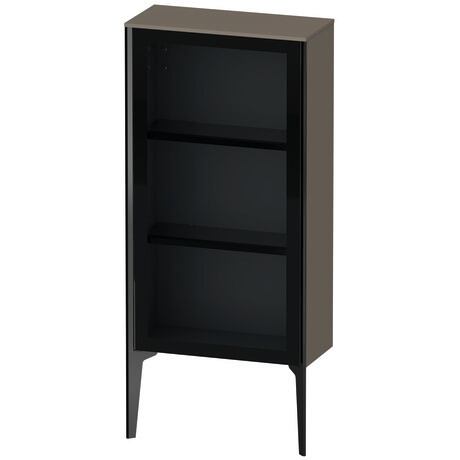 Semi-tall cabinet, XV1361RB289 Hinge position: Right, Front: Parsol grey, Corpus: Flannel Grey High Gloss, Lacquer, Profile colour: Black, Profile: Black