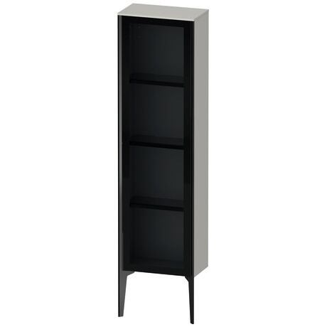 Semi-tall cabinet, XV1365LB207 Hinge position: Left, Front: Parsol grey, Corpus: Concrete grey Matt, Decor, Profile colour: Black, Profile: Black