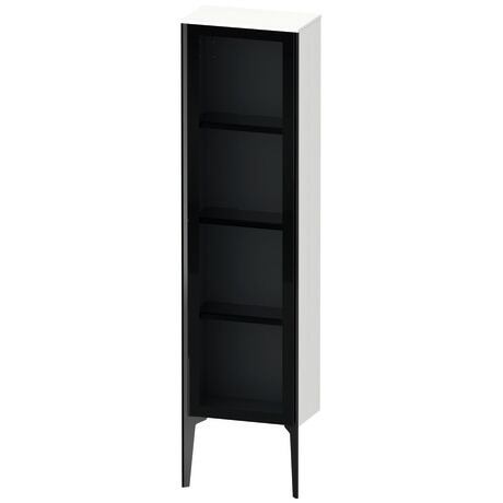 Semi-tall cabinet, XV1365LB218 Hinge position: Left, Front: Parsol grey, Corpus: White Matt, Decor, Profile colour: Black, Profile: Black