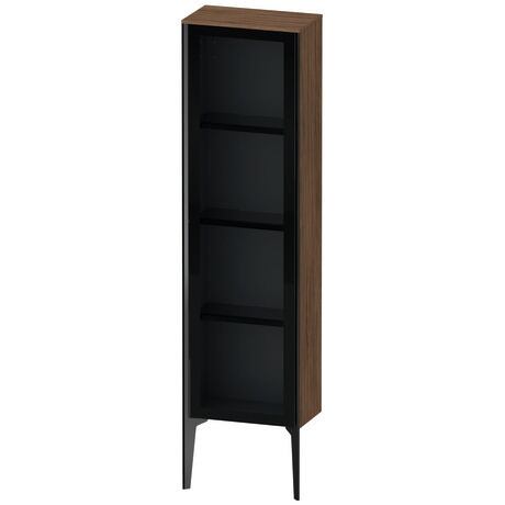 Semi-tall cabinet, XV1365LB221 Hinge position: Left, Front: Parsol grey, Corpus: Walnut dark Matt, Decor, Profile colour: Black, Profile: Black