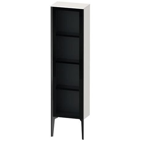 Semi-tall cabinet, XV1365LB222 Hinge position: Left, Front: Parsol grey, Corpus: White High Gloss, Decor, Profile colour: Black, Profile: Black