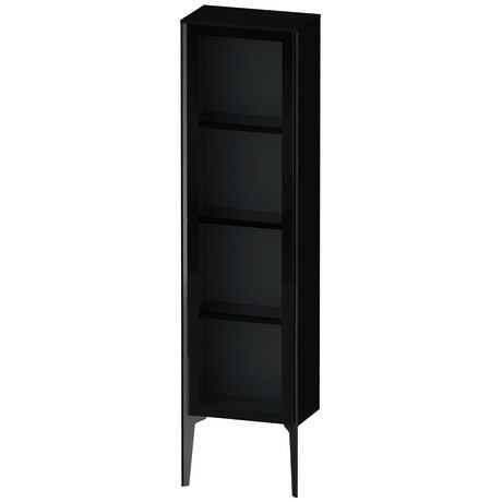 Semi-tall cabinet, XV1365LB240 Hinge position: Left, Front: Parsol grey, Corpus: Black High Gloss, Lacquer, Profile colour: Black, Profile: Black