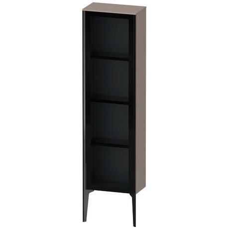 Semi-tall cabinet, XV1365LB243 Hinge position: Left, Front: Parsol grey, Corpus: Basalte Matt, Decor, Profile colour: Black, Profile: Black