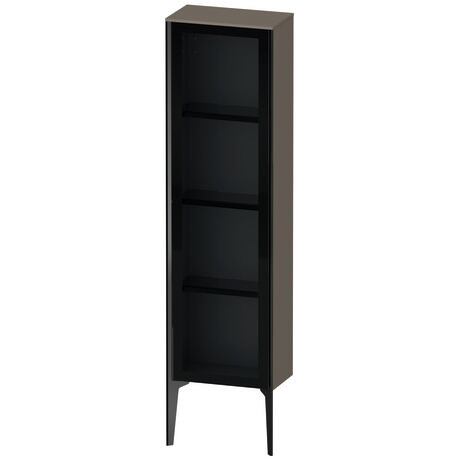 Semi-tall cabinet, XV1365LB289 Hinge position: Left, Front: Parsol grey, Corpus: Flannel Grey High Gloss, Lacquer, Profile colour: Black, Profile: Black