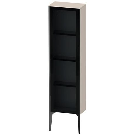 Semi-tall cabinet, XV1365LB291 Hinge position: Left, Front: Parsol grey, Corpus: taupe Matt, Decor, Profile colour: Black, Profile: Black