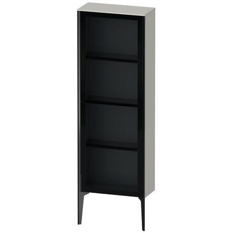 Semi-tall cabinet, XV1366LB207 Hinge position: Left, Front: Parsol grey, Corpus: Concrete grey Matt, Decor, Profile colour: Black, Profile: Black