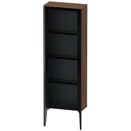 Semi-tall cabinet, XV1366LB221 Hinge position: Left, Front: Parsol grey, Corpus: Walnut dark Matt, Decor, Profile colour: Black, Profile: Black