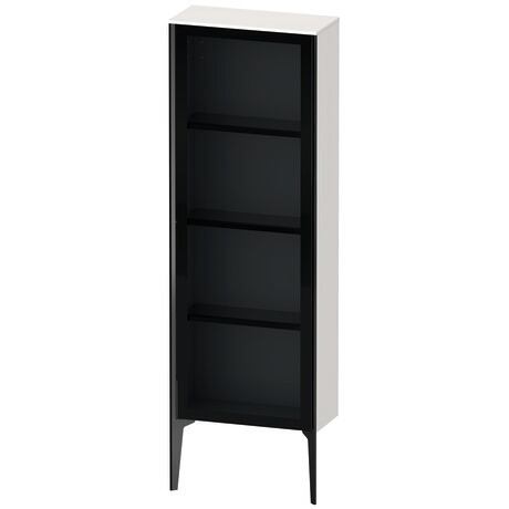 Semi-tall cabinet, XV1366LB222 Hinge position: Left, Front: Parsol grey, Corpus: White High Gloss, Decor, Profile colour: Black, Profile: Black