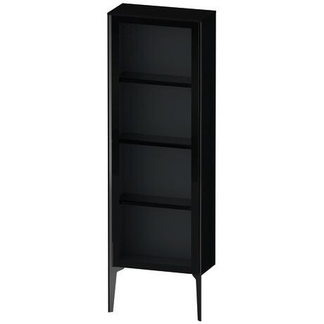 Semi-tall cabinet, XV1366LB240 Hinge position: Left, Front: Parsol grey, Corpus: Black High Gloss, Lacquer, Profile colour: Black, Profile: Black