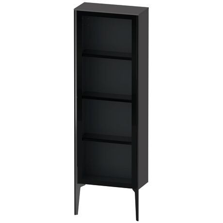 Semi-tall cabinet, XV1366LB249 Hinge position: Left, Front: Parsol grey, Corpus: Graphite Matt, Decor, Profile colour: Black, Profile: Black