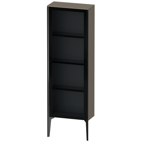 Semi-tall cabinet, XV1366RB290 Hinge position: Right, Front: Parsol grey, Corpus: Flannel Grey Satin Matt, Lacquer, Profile colour: Black, Profile: Black