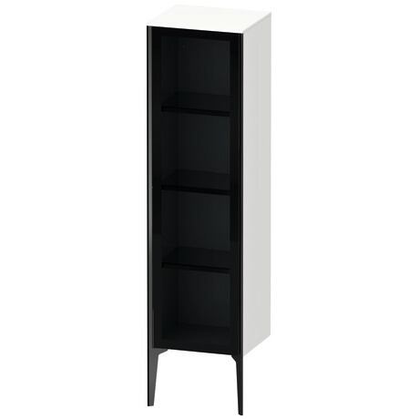 Semi-tall cabinet, XV1367LB218 Hinge position: Left, Front: Parsol grey, Corpus: White Matt, Decor, Profile colour: Black, Profile: Black