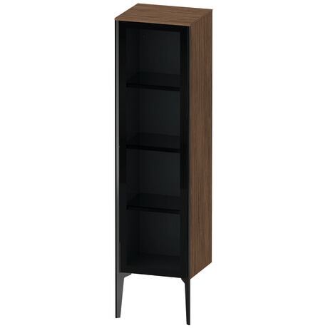 Semi-tall cabinet, XV1367LB221 Hinge position: Left, Front: Parsol grey, Corpus: Walnut dark Matt, Decor, Profile colour: Black, Profile: Black