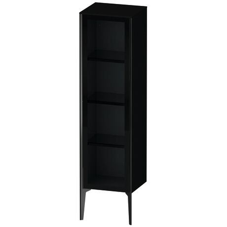 Semi-tall cabinet, XV1367LB240 Hinge position: Left, Front: Parsol grey, Corpus: Black High Gloss, Lacquer, Profile colour: Black, Profile: Black