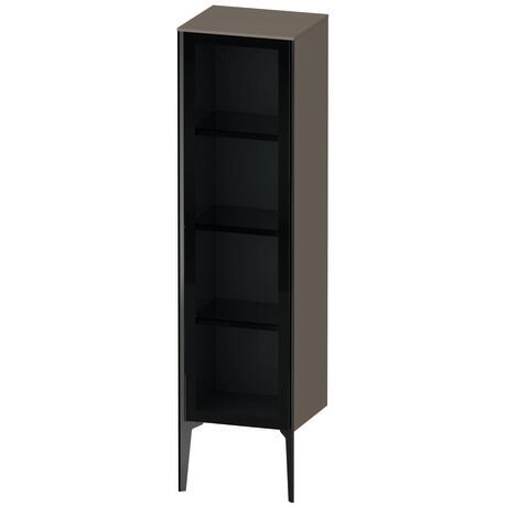 Semi-tall cabinet, XV1367LB289 Hinge position: Left, Front: Parsol grey, Corpus: Flannel Grey High Gloss, Lacquer, Profile colour: Black, Profile: Black