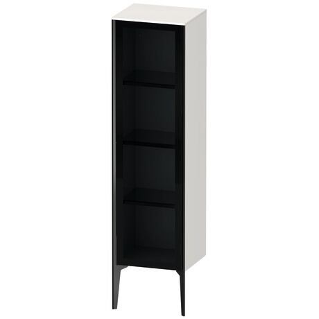 Semi-tall cabinet, XV1367RB222 Hinge position: Right, Front: Parsol grey, Corpus: White High Gloss, Decor, Profile colour: Black, Profile: Black