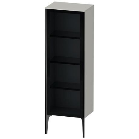 Semi-tall cabinet, XV1368LB207 Hinge position: Left, Front: Parsol grey, Corpus: Concrete grey Matt, Decor, Profile colour: Black, Profile: Black